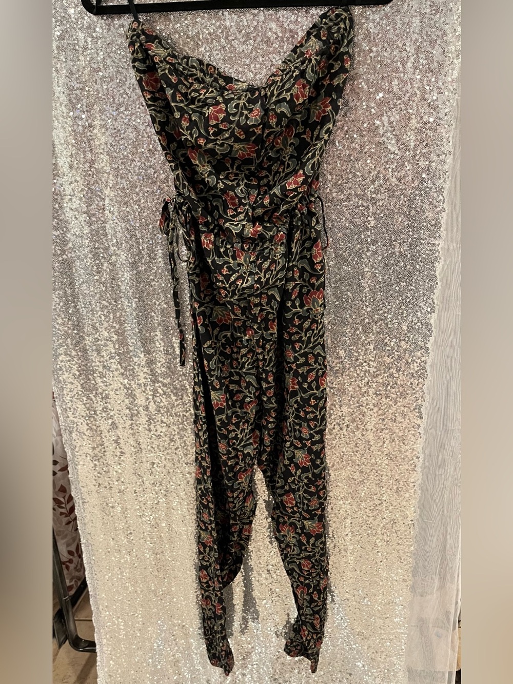 Ralph Lauren Black Floral Jumpsuit with Tie Waist